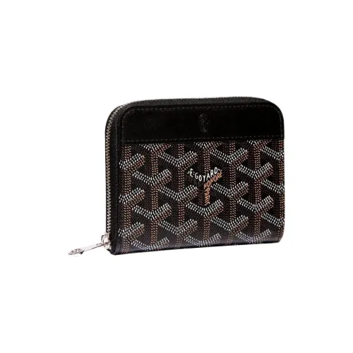 GOYARD MATIGNON Canvas Leather Wallet Small Unisex Black GOYARD MATIGNON Холст Кожа Кошелек Маленький Унисекс Черный
