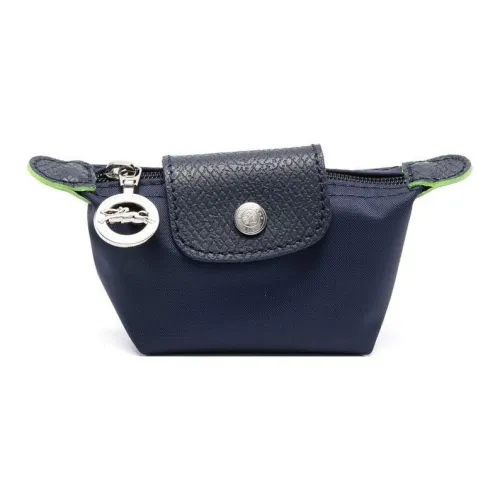 LONGCHAMP Le Pliage Green Холст с кожей Комбинированный Пельмени Сумка из холста Кошелек для монет Женская Синяя