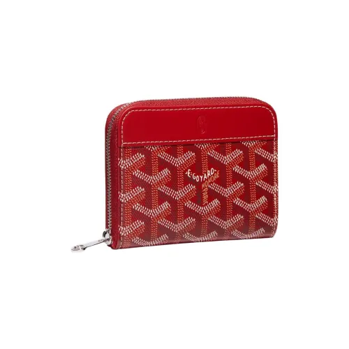 GOYARD MATIGNON Canvas Leather Wallet Small Unisex Red GOYARD MATIGNON Холст Кожа Кошелек Маленький Унисекс Красный