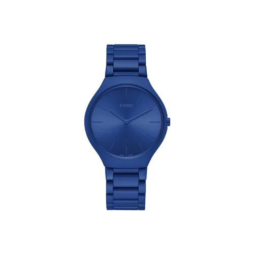 RADO True Thinline Collection Кварцевый механизм Унисекс Часы 39 мм Синий циферблат Керамические корпуса Керамический ремешок