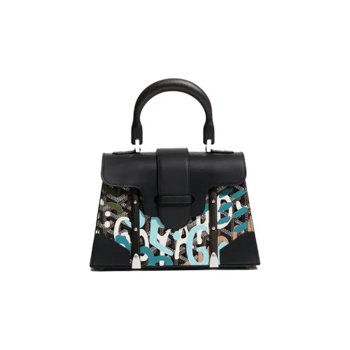 GOYARD Saigon Холст и Кожа Сумка через плечо Сумка Мини Женская Черная Синяя