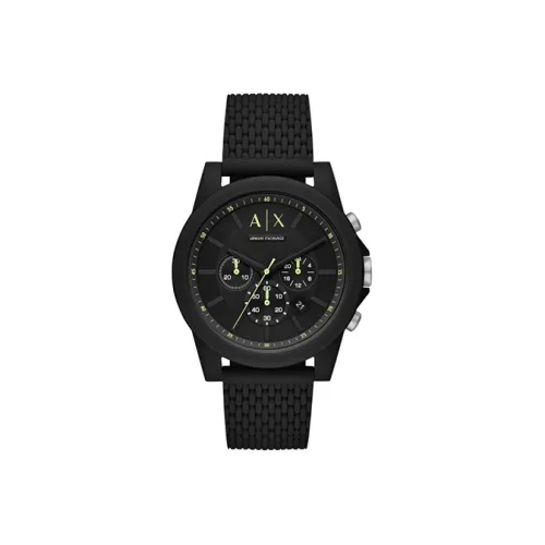 ARMANI EXCHANGEAE Мужские часы Кварцевый механизм Силиконовый ремешок Черный циферблат