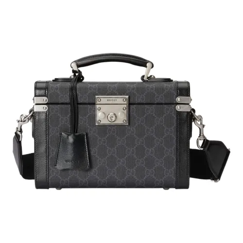 GUCCI Canvas с кожаными вставками обметка портативный одно плечо через плечо косметичка мужской серый