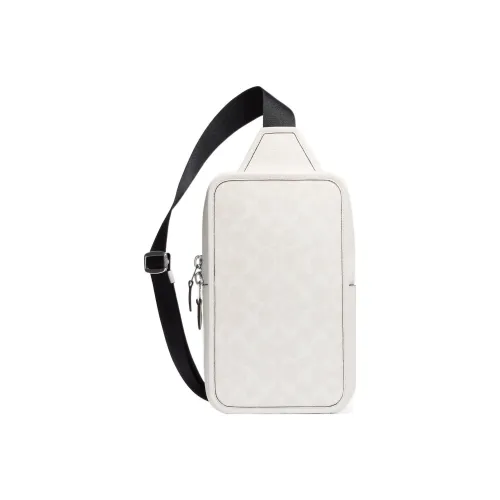 COACH Sullivan Пескоструйная кожа с холщовой тканью сумка через плечо маленькая мужская белая