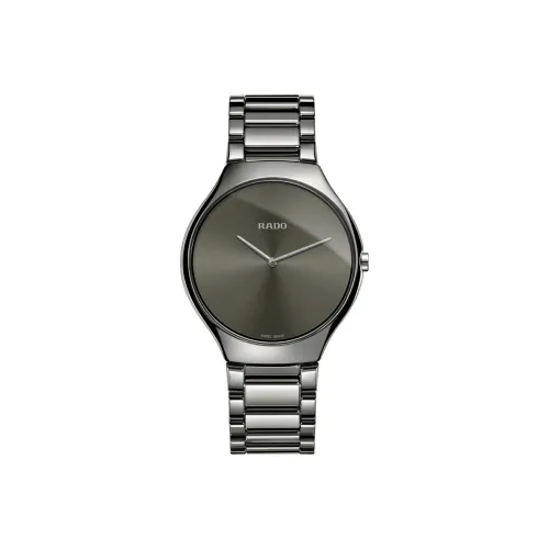 RADO True Thinline Collection Кварцевый механизм Мужские часы Часы 39 мм Серый циферблат Керамика Корпус часов Керамика Ремешок