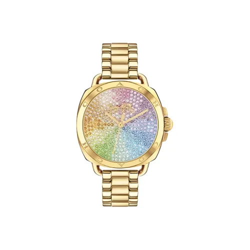 COACH TATUM Collection Женские часы Кварцевый механизм Ремешок из нержавеющей стали 34 мм Золотой циферблат