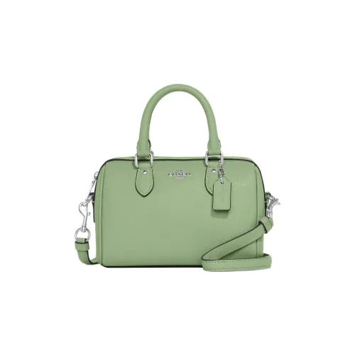 COACH Крестообразная текстура кожа Бостонская сумка сумка через плечо маленькая женская сумка лазурный травяной зеленый