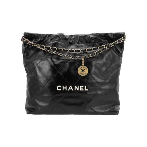 CHANEL 22Bag Гладкая отделка Телячья кожа Тоут Сумка Сумка для покупок Переносная Сумка через плечо Сумка через плечо Унисекс Черная