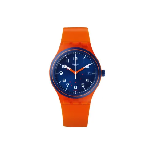 SWATCH Автоматический Механический Механизм Унисекс Часы 42 мм Синий Циферблат Пластиковый Корпус Часов Силиконовый Ремешок