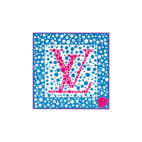 LOUIS VUITTON Grass Interim Life Joint Name Шелковые шарфы Синий / Белый Женские