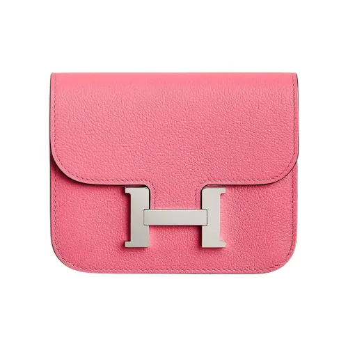 HERMES Evercolor Телячья кожа Кошелек Держатель для карт Бананка Женские 8WRose Azalee Новый Помада Пудра