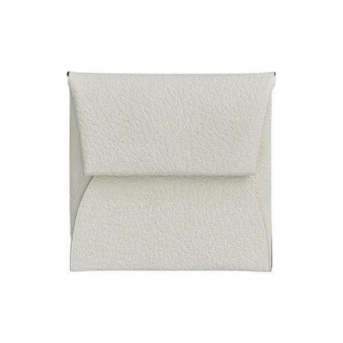 HERMES Bastia Mysore Шевро Кошелек Женские Гриб Белый