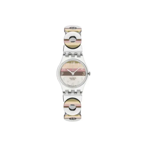 Swatch Quartz Механизм Женские часы 25 мм Многоцветный циферблат Часы Пластиковый корпус Часы Стальной ремешок