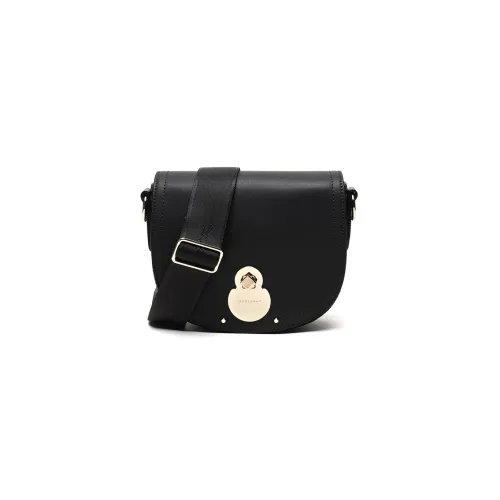 LONGCHAMP Le Pliage Коровья кожа Курьерская сумка Сумка через плечо Сумка на плечо Женская Черная