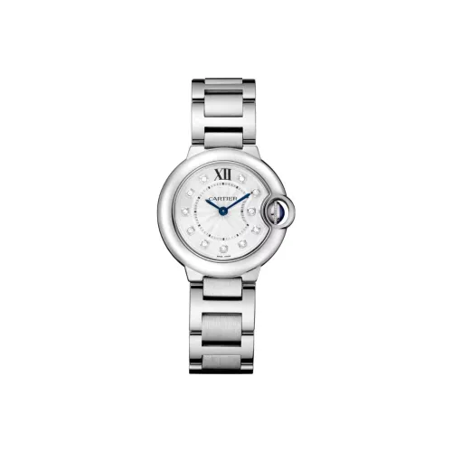 Cartier Часы Ballon Bleu De Cartier 28 Мм, Кварцевый Механизм, Сталь, Бриллианты