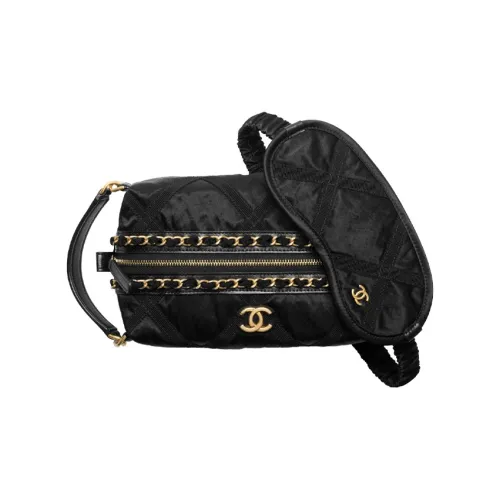 CHANEL Сатиновая сумка для туалетных принадлежностей унисекс черная
