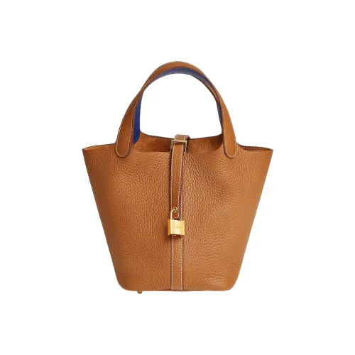 HERMES Picotin Сумка из кожи Taurillon Clemence корзина-сумка ведрообразная сумка женская золотая королевский синий