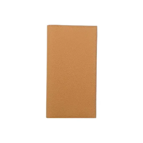 HERMES Epsom Телячья кожа Держатель для карт кошелек Унисекс 4B Печенье Цвет печенья