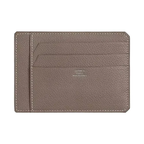 HERMES Evercolor Телячья кожа Держатель для карт Мужской 18 слоновый серый