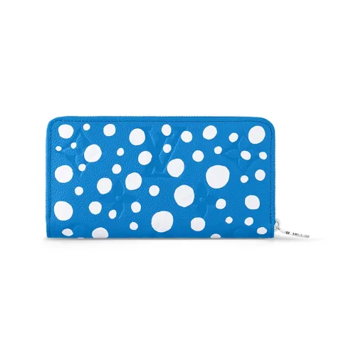 LOUIS VUITTON Yayoi Kusama Коллаборация Застежка-молния Кошелек из коровьей кожи Женские Синий