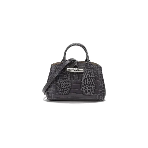 LONGCHAMP Roseau Крокодиловый узор Кожа Большая Сумка Сумка через плечо Мини Сумка Женская Металлический Серый