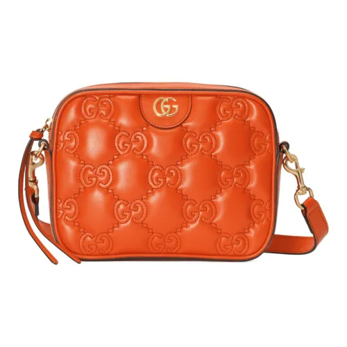 GUCCI GG Matelassé Кожа Camera Сумка Маленькая Квадратная Сумка Сумка через плечо Сумка Маленькая Женская Апельсин