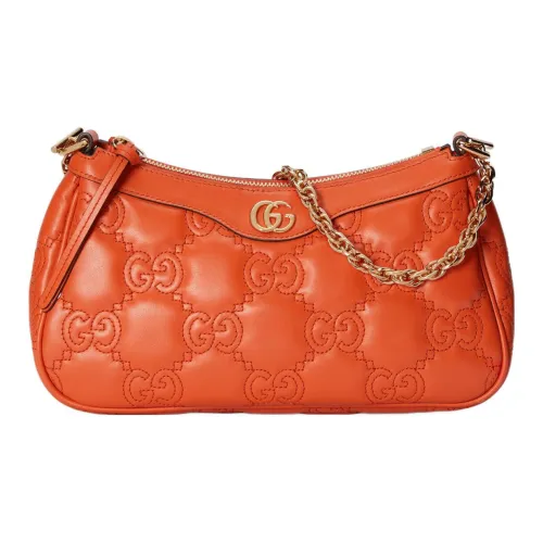 GUCCI GG Matelassé Кожа Маленькая Сумка Сумка через плечо Сумка через плечо Сумка Женская Апельсин