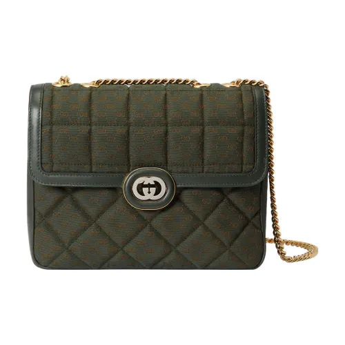 GUCCI Canvas Портативная Сумка через плечо из холста Сумка на плечо Женская Темно-зеленая