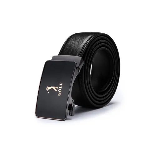 GOLF Ремешок из коровьей кожи автоматическая застежка мужской черный ширина 3,5 см