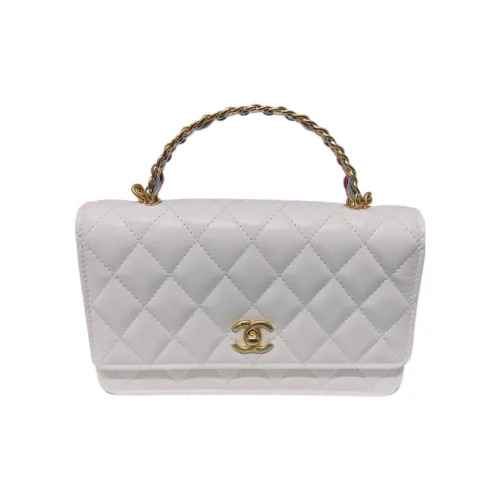 CHANEL Кошелек на цепочке из коровьей кожи сумка на одно плечо мини женский белый