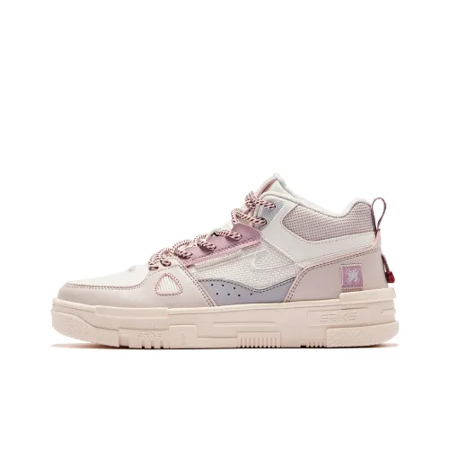 Erke Decision Мужество Устойчивый к истиранию Противоскользящий MID Топ Скейтборд Кроссовки Женские Розовые Белые