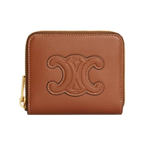 CELINE Гладкая Телячья Кожа Кошелек Женский Коричневый