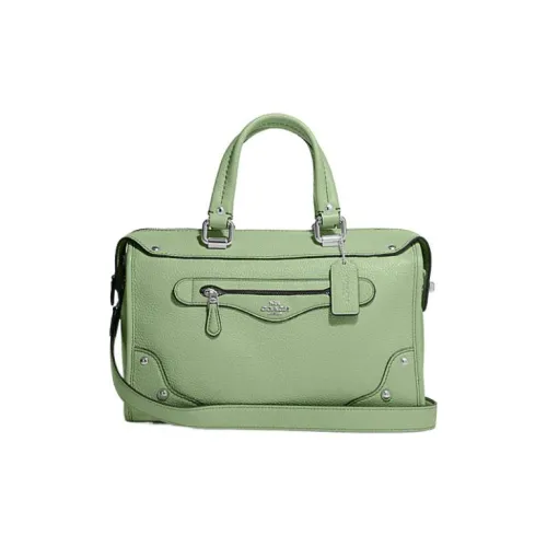 COACH Millie Личий крупнозернистая текстура Кожа Бостон Сумка через плечо Большая Женская Травяной зеленый