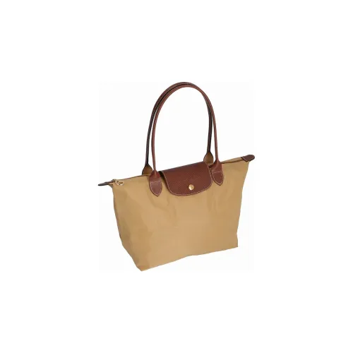 LONGCHAMP Le Pliage Холст и Кожа Тоут Сумка Сумка для покупок Холст Сумка Сумка через плечо Женская Коричневая