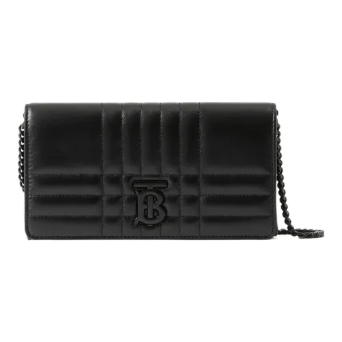 Burberry Sheepskin Leather Wallet Clutch Regular Women's Black