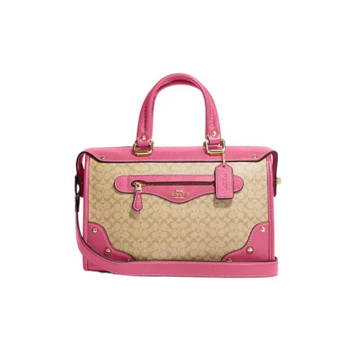 COACH Millie Кожа Сумка через плечо Сумка на плечо Большая Женская Розовая и Хаки