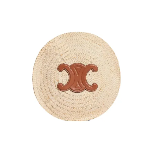 CELINE Triumphal Arch Кукуруза Лист Соломенное плетение Коровья кожа Сумка на плечо Женские Натуральный