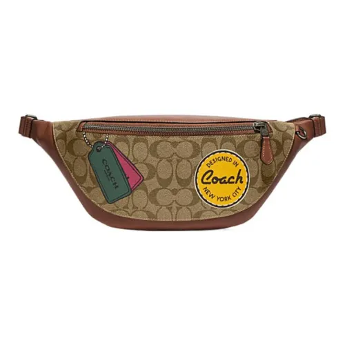 COACH Warren Коровья кожа Бананка Большая Мужская Коричневая