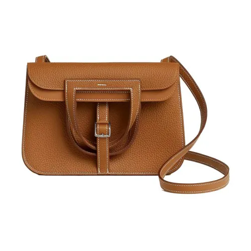 HERMES Halzan Clemence Bullock Кожа Horseshoe Сумка Сумка через плечо Сумка через плечо Женская 37 Золотисто-коричневый