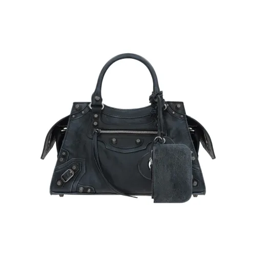 Balenciaga Neo Cagole City Fine Grained Sheepskin Сумка через плечо Маленькая Женская Черная