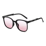 Ярко-черная оправа с красными линзами.