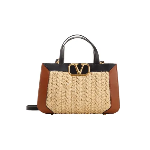 Valentino Солома Телячья кожа Сумка через плечо Сумка Женская Светлый Умбра