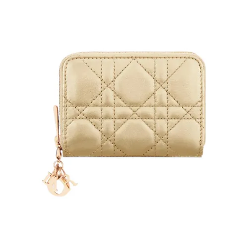 DIOR Lady Dior Lambskin Wallet Small Women's Gold