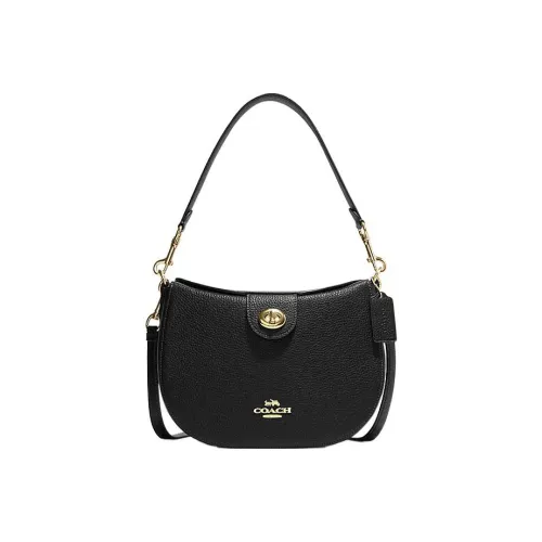 COACH Hobo Коровья кожа Half moon Saddle Сумка Плечевая сумка Женская Черная