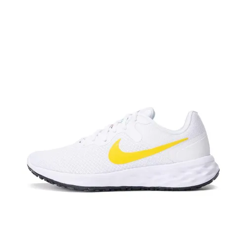 Nike REVOLUTION 6 Low Топ Тренировочные Беговые Кроссовки Женские Белые Желтые