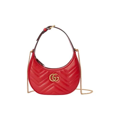 GUCCI Marmont Кожа Полумесяц Сумка Портативная Сумка через плечо Женская Красная