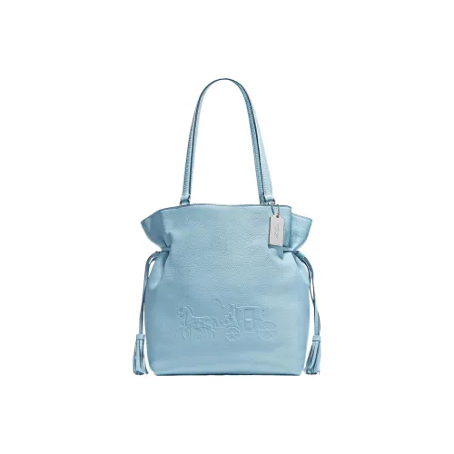 COACH Andy Кожа Тоут Сумка Сумка для покупок Сумка на плечо Женская Небесно-голубая