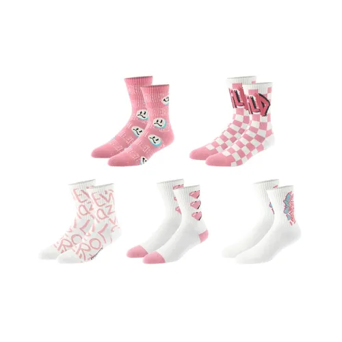 Primeet Розовые 5 пар унисекс носки MID до икры