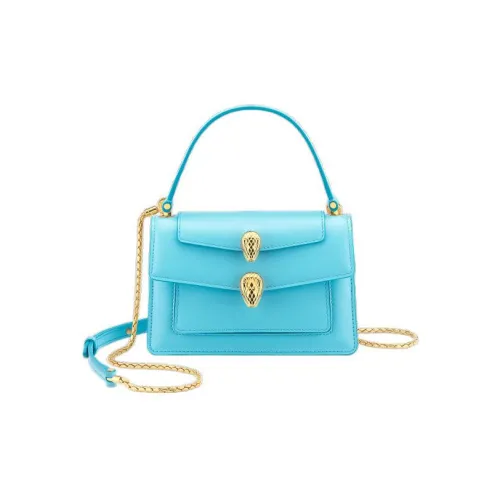 BVLGARI Сумка из телячьей кожи с цепочкой кошелька сумка через плечо маленькая женская Эгейское море топаз синий