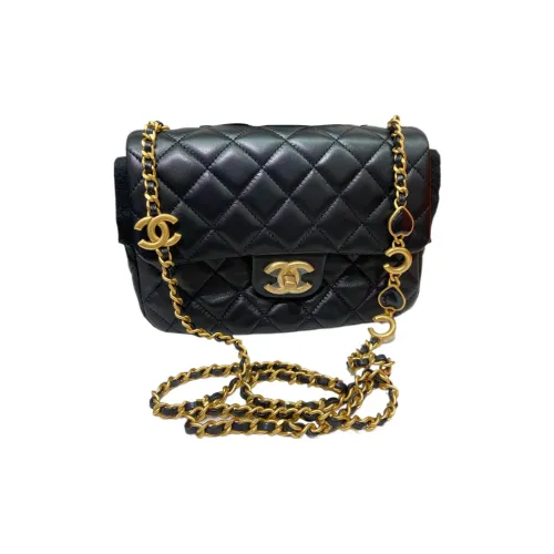 CHANEL 22K Осенний и Зимний Овечья кожа Сумка с клапаном Сумка через плечо Маленькая Женская Черная